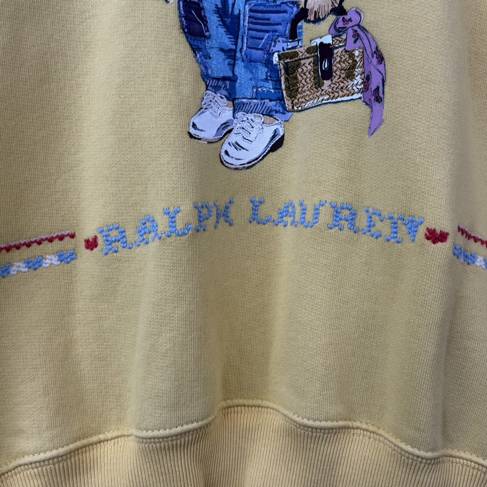 Polo Ralph Lauren Bear Sweater Womens M Yellow New Orleans Embroidered Print - Picture 3 of 12